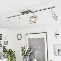 hofstein Plafonnier Villenauxe LED Chrome, Nickel mat, 4 lumières