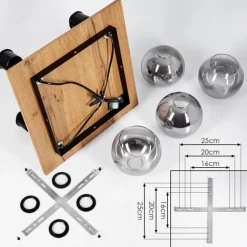 Lampes En Bois-hofstein Plafonnier Vouhet Brun, Couleur bois, Noir, 4 lumières