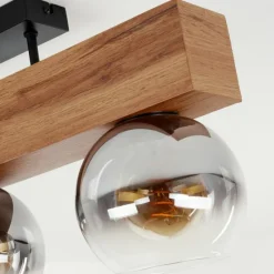 Luminaires Scandinaves-hofstein Plafonnier Vouhet Brun, Couleur bois, Noir, 3 lumières