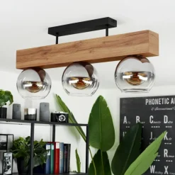 Luminaires Scandinaves-hofstein Plafonnier Vouhet Brun, Couleur bois, Noir, 3 lumières