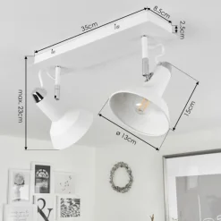 hofstein Plafonnier Vouzy Blanc, 2 lumières