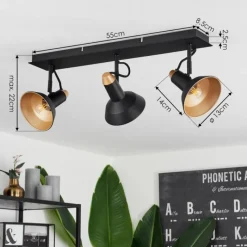 hofstein Plafonnier Vouzy Noir, 3 lumières