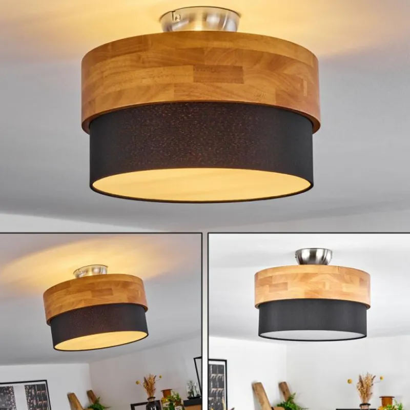 Lampes En Tissu-hofstein Plafonnier Vrolle Bois clair, Nickel mat, 2 lumières
