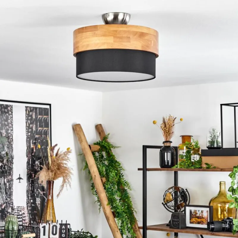 Lampes En Tissu-hofstein Plafonnier Vrolle Bois clair, Nickel mat, 2 lumières