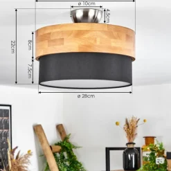 Lampes En Tissu-hofstein Plafonnier Vrolle Bois clair, Nickel mat, 2 lumières