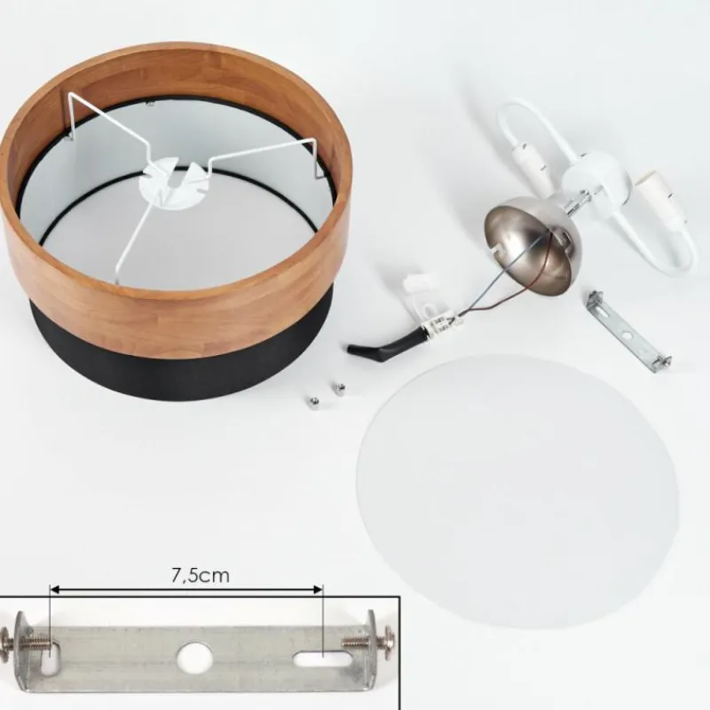 Lampes En Tissu-hofstein Plafonnier Vrolle Bois clair, Nickel mat, 2 lumières