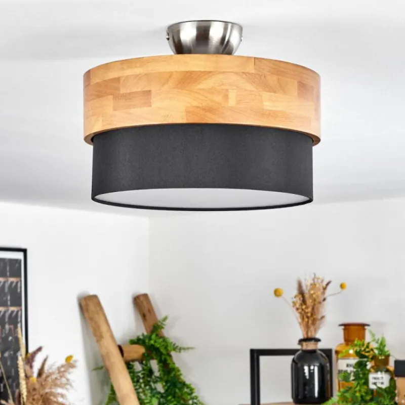 Lampes En Tissu-hofstein Plafonnier Vrolle Bois clair, Nickel mat, 2 lumières