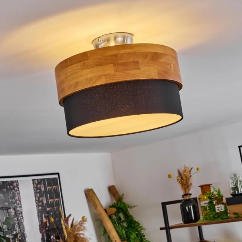 Lampes En Tissu-hofstein Plafonnier Vrolle Bois clair, Nickel mat, 2 lumières