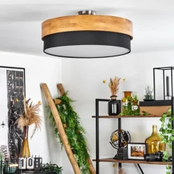 Lampes En Tissu-hofstein Plafonnier Vrolle Bois clair, Nickel mat, 3 lumières