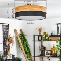 Lampes En Tissu-hofstein Plafonnier Vrolle Bois clair, Nickel mat, 3 lumières