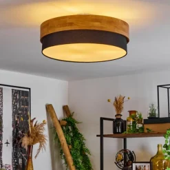 Lampes En Tissu-hofstein Plafonnier Vrolle Bois clair, Nickel mat, 3 lumières