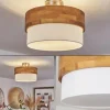 Lampes En Tissu-hofstein Plafonnier Vrolle Bois clair, Nickel mat, 2 lumières