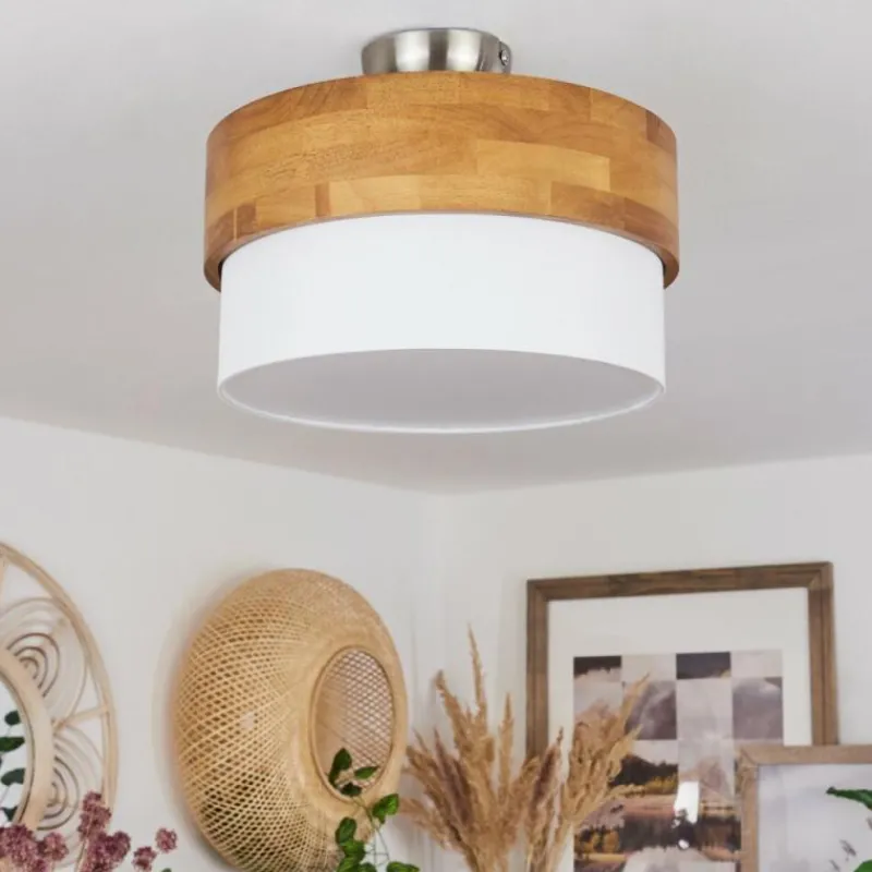 Lampes En Tissu-hofstein Plafonnier Vrolle Bois clair, Nickel mat, 2 lumières