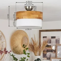 Lampes En Tissu-hofstein Plafonnier Vrolle Bois clair, Nickel mat, 2 lumières