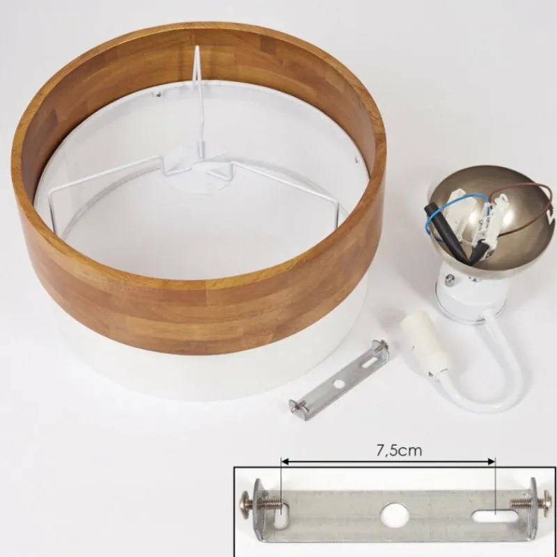 Lampes En Tissu-hofstein Plafonnier Vrolle Bois clair, Nickel mat, 2 lumières