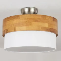Lampes En Tissu-hofstein Plafonnier Vrolle Bois clair, Nickel mat, 2 lumières