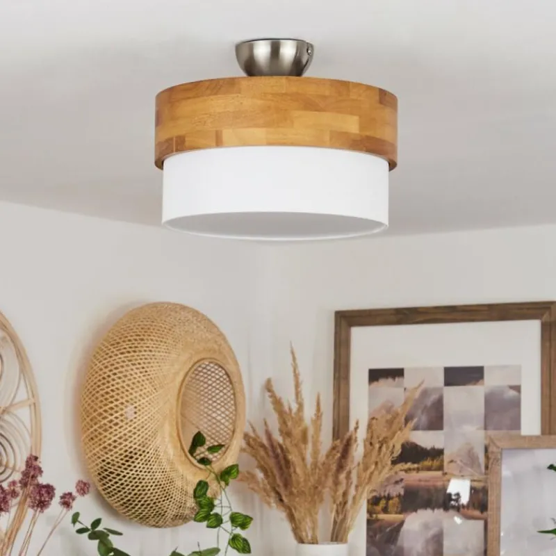 Lampes En Tissu-hofstein Plafonnier Vrolle Bois clair, Nickel mat, 2 lumières