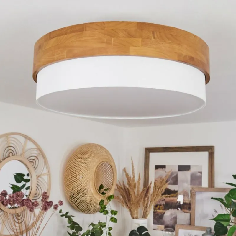 Lampes En Tissu-hofstein Plafonnier Vrolle Bois clair, Nickel mat, 3 lumières