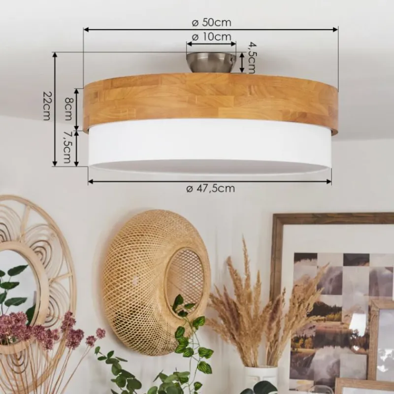 Lampes En Tissu-hofstein Plafonnier Vrolle Bois clair, Nickel mat, 3 lumières