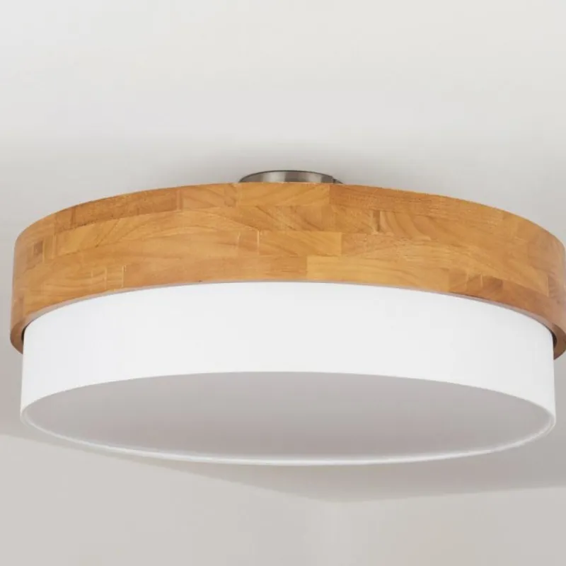 Lampes En Tissu-hofstein Plafonnier Vrolle Bois clair, Nickel mat, 3 lumières