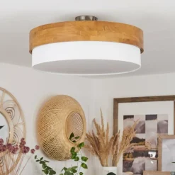 Lampes En Tissu-hofstein Plafonnier Vrolle Bois clair, Nickel mat, 3 lumières