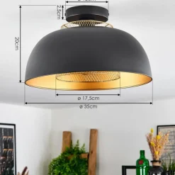 Lampes Dorées-hofstein Plafonnier Wambez Noir, 1 lumière