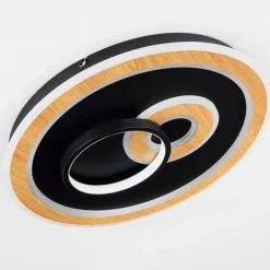 hofstein Plafonnier Xamontarupt LED Brun, Couleur bois, Noir, 1 lumière, Télécommandes