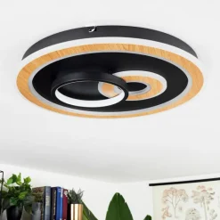 hofstein Plafonnier Xamontarupt LED Brun, Couleur bois, Noir, 1 lumière, Télécommandes