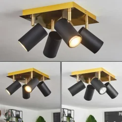 hofstein Plafonnier Zuoz Laiton, Noir, 4 lumières