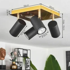 hofstein Plafonnier Zuoz Laiton, Noir, 4 lumières