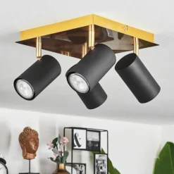 hofstein Plafonnier Zuoz Laiton, Noir, 4 lumières