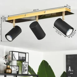 Lampes Dorées-hofstein Plafonnier Zuoz Or, 3 lumières