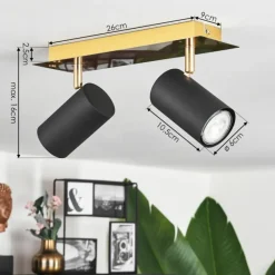 Lampes Dorées-hofstein Plafonnier Zuoz Or, 2 lumières