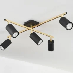 Lampes Art Déco-hofstein Plafonnier Zuoz Or, Noir, 5 lumières