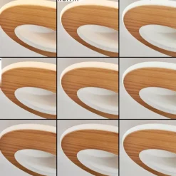 hofstein Plafonnier Abonakope LED Couleur bois, Écru, Noir, 2 lumières, Télécommandes, Changeur de couleurs