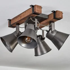 Lampes Industrielles-hofstein Plafonnier Aduard Bois foncé, Noir, 4 lumières