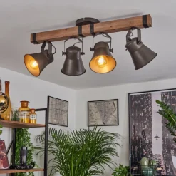 Lampes Industrielles-hofstein Plafonnier Aduard Brun, Noir, 4 lumières