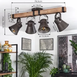 Lampes Industrielles-hofstein Plafonnier Aduard Brun, Noir, 4 lumières