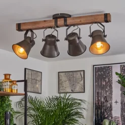 Lampes Industrielles-hofstein Plafonnier Aduard Brun, Noir, 4 lumières