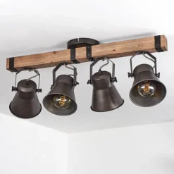 Lampes Industrielles-hofstein Plafonnier Aduard Brun, Noir, 4 lumières