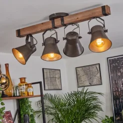 Lampes Industrielles-hofstein Plafonnier Aduard Brun, Noir, 4 lumières