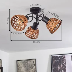 Style Boho-Chic-hofstein Plafonnier Aeschi Noir, 3 lumières