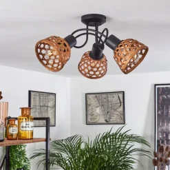 Style Boho-Chic-hofstein Plafonnier Aeschi Noir, 3 lumières