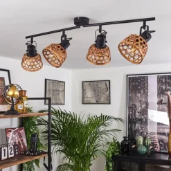 Style Boho-Chic-hofstein Plafonnier Aeschi Noir, 4 lumières