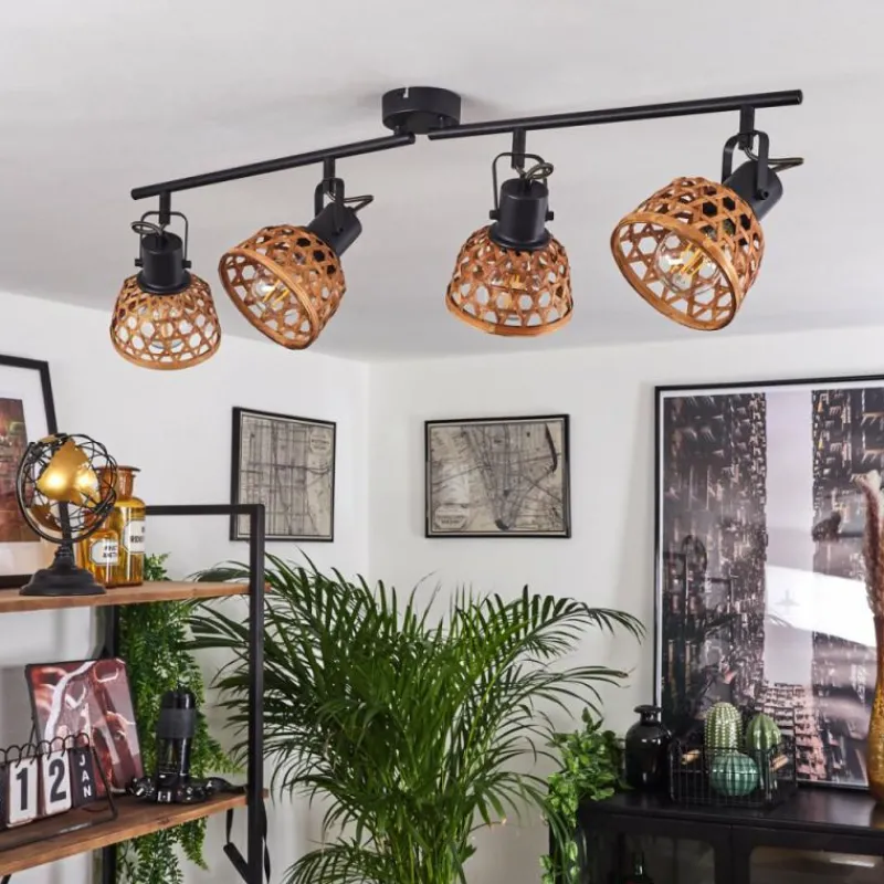 Style Boho-Chic-hofstein Plafonnier Aeschi Noir, 4 lumières