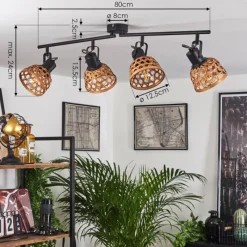 Style Boho-Chic-hofstein Plafonnier Aeschi Noir, 4 lumières