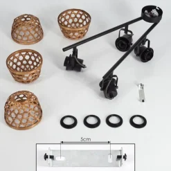 Style Boho-Chic-hofstein Plafonnier Aeschi Noir, 4 lumières