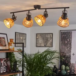 Style Boho-Chic-hofstein Plafonnier Aeschi Noir, 4 lumières