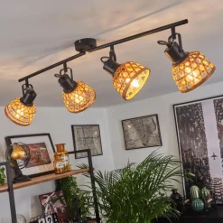 Style Boho-Chic-hofstein Plafonnier Aeschi Noir, 4 lumières
