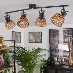 Style Boho-Chic-hofstein Plafonnier Aeschi Noir, 4 lumières